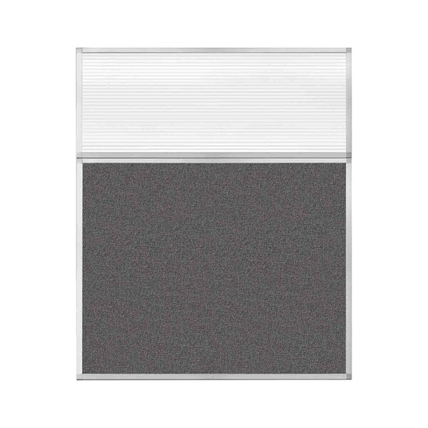 Versare Hush Panel Configurable Cubicle Partition 5' x 6' W/ Window Charcoal Gray Fabric Clear Fluted Window 1852507 - main